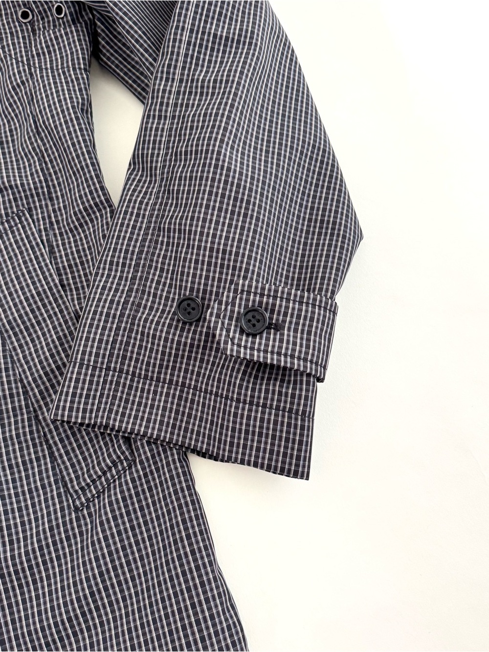 Hörst Düsseldorf Men’s Mac Style Rain Coat In Gray Micro Check - Size M - New - Picture 4 of 9